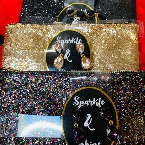 Glitter cosmetic Bag with Matching earrings